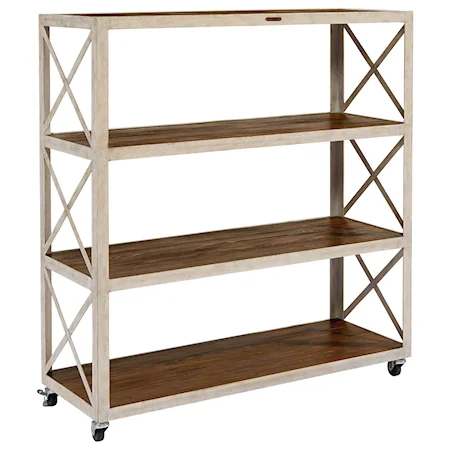 Large Industrial Bookcase with Casters